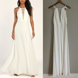 Romantic Mood White Lace Sleeveless Maxi Dress